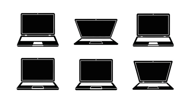 Laptop Icons Set - Digital Technology and Modern Devices