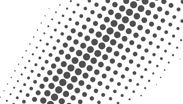 Diagonal halftone dot pattern with dark gray circles on a white background, minimal texture