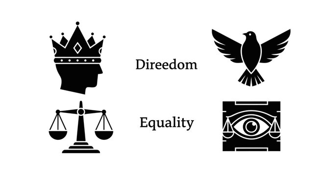 Symbols of Freedom, Equality, and Justice Concept