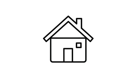 Fototapeta premium Simple outline house icon on a clean white background, representing home, residential property, or real estate. Vector graphic.
