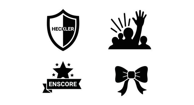 Vector Icons: Shield, Crowd, Encore Star, and Bow Tie