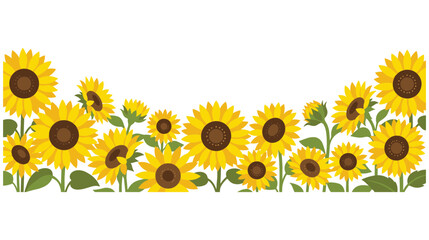 Vibrant sunflowers border vector illustration for summer nature decor.