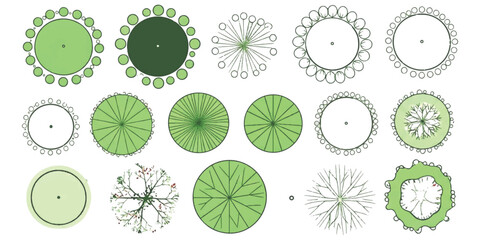 Set of top view tree symbols for architectural landscape design and site plans ©  creative  marlia