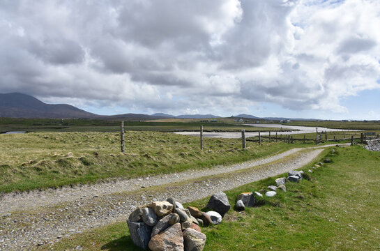 Gravel Track Winding Through the Countryside in Scotland
