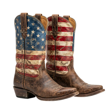 Patriotic 4th of july cowboy boots american flag design for independence day celebrations