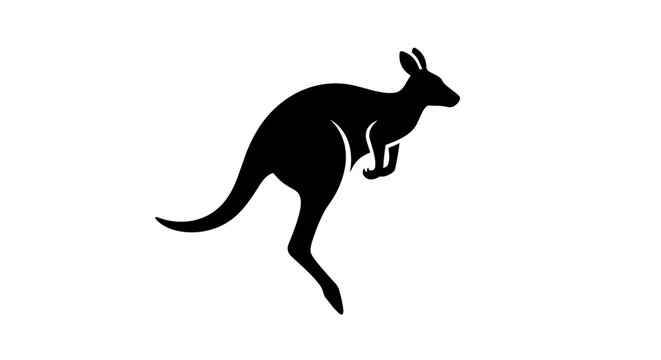 Black Kangaroo Silhouette Jumping.