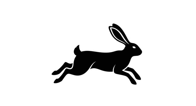 Black silhouette of a running hare.