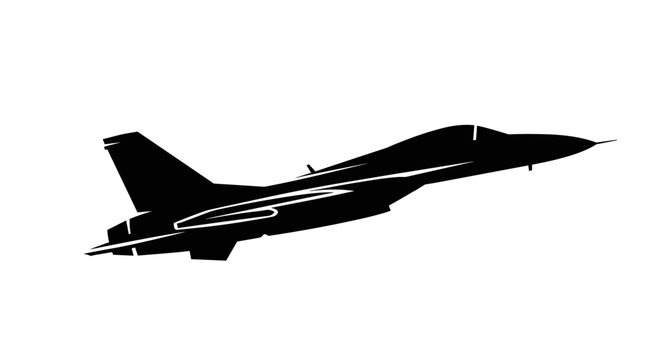 Fighter Jet Silhouette Flying.