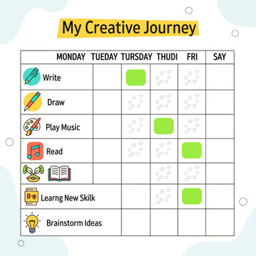 Colorful creative daily schedule planner.