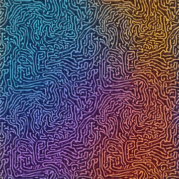 Colorful maze design with lines.