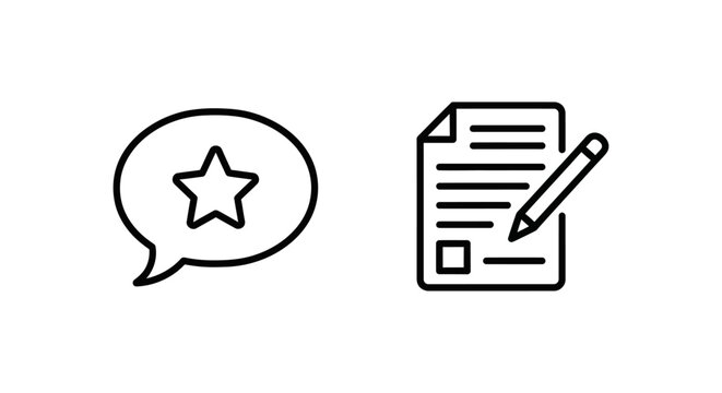 Speech bubble with star and feedback form icon feedback communication document questionnaire agreement evaluation satisfaction experience customer response dialogue conversation business