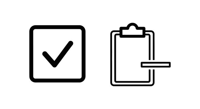 Goal and goal tasks icons with objective ambition planning clipboard document checkmark completion achievement progress strategy management organization checklist assignment business
