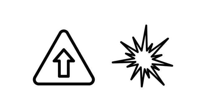 High severity warning sign with upward arrow and explosion icon for major incident severity triangle increase incident accident emergency explosion situation importance critical