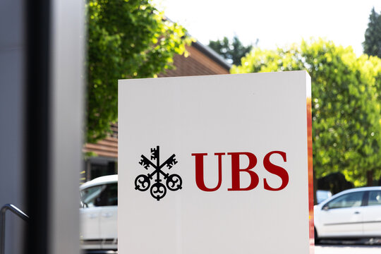 ascona, tessin, switzerland - 20 04 2026: a ubs bank sign
