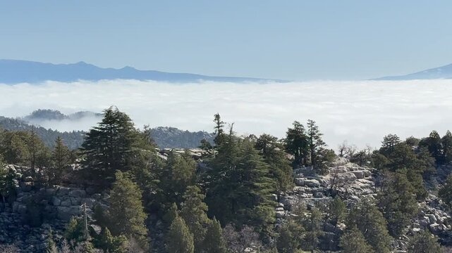 A sea of ​​fog forming over the lake after the rain, and magnificent, mystical landscapes.