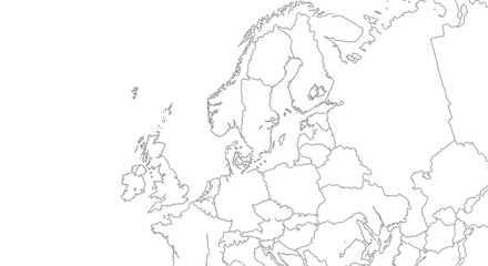 Blank Outline Map of Europe with Country Borders, White Background © achmad syairofi