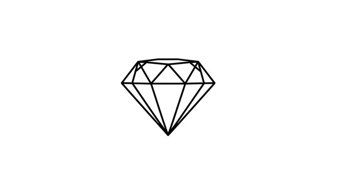 Minimalist Diamond Icon Outline, Geometric Gemstone Symbol