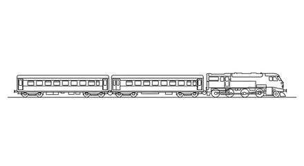 Passenger Train Silhouette, Locomotive and Carriages, Isolated on White Background © achmad syairofi