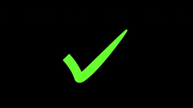 Green Checkmark Pop In Animation Alpha Channel Transparent 4K