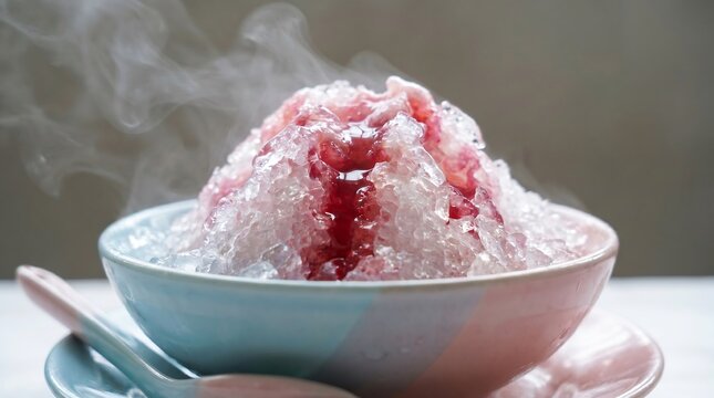 Es Serut Shaved Ice Dessert with Rose Syrup 