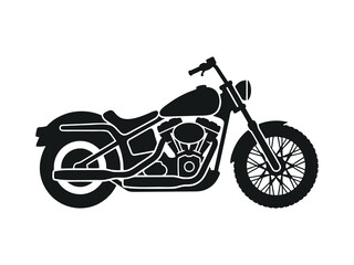 Fototapeta premium Classic Chopper Motorcycle Silhouette Vector Illustration Isolated on White Background
