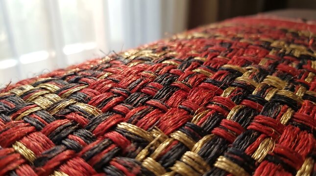 Handwoven Traditional Batak Ulos Textile Macro Detail,