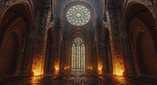 Interior of a historic Gothic cathedral.