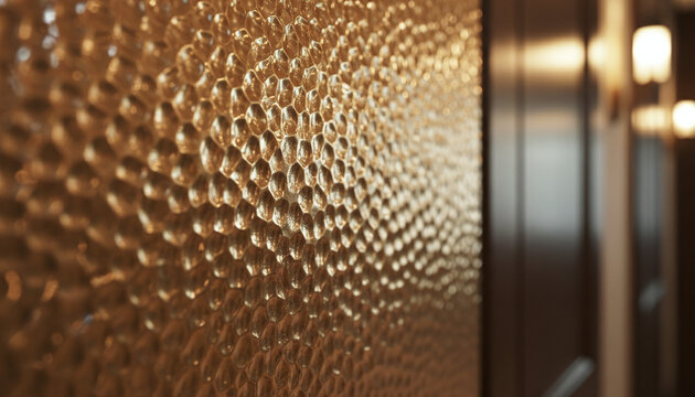 Hand hammered brass metal texture with dimpled faceted golden surface