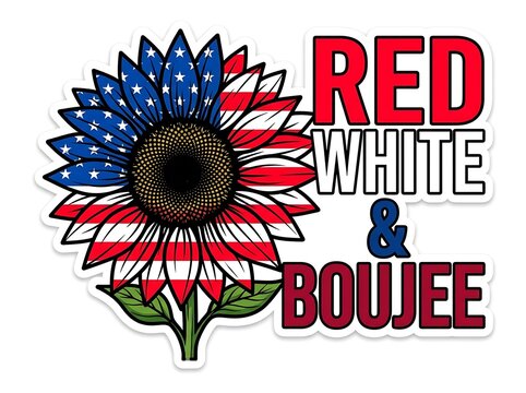 Red white boujee independence day sunflower patriotic american celebration design