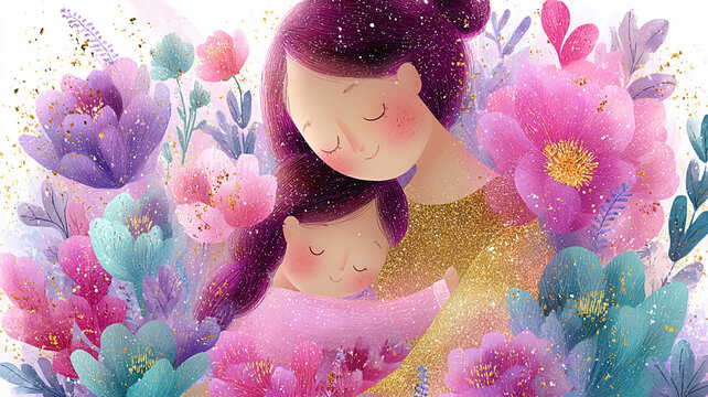 Mother and daughter smile and laugh together. Real people happy emotion reaction. Show love and care mother and daughter smiling embrace time together. Happy Mother's Day