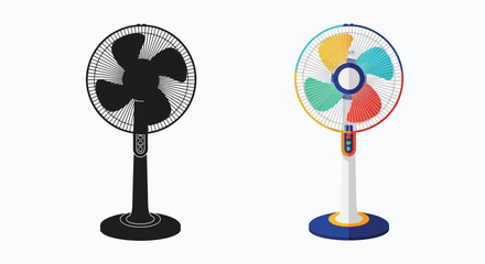 Obraz premium electric fans a colorful illustration and a black silhouette