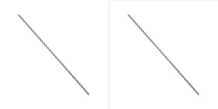Dual polished silver metal chains displayed diagonally on transparent background