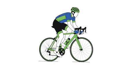 Obraz premium Cyclist Riding Bicycle, Sports Fitness, Healthy Lifestyle, Outdoor Activity, Vector Art
