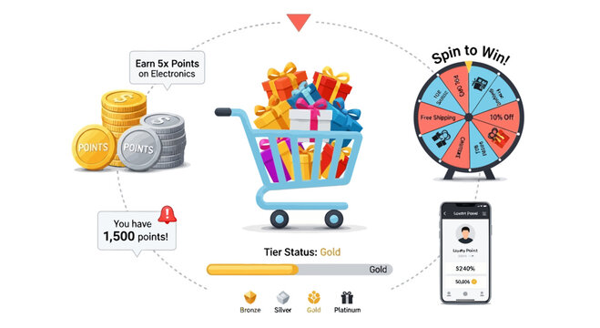 Loyalty Program: Spin to Win Prizes, Earn Points, Shopping Cart, Gifts, Coins, Mobile App