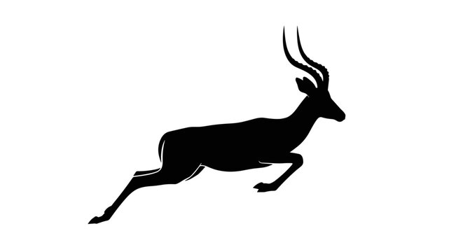 Black silhouette of antelope running 2.