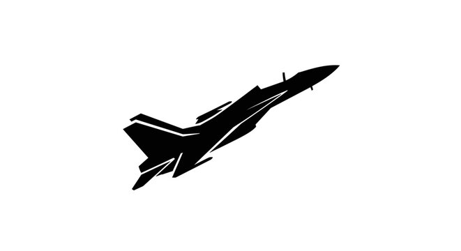 Fighter Jet Silhouette Flying High.