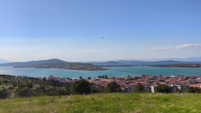 Scenic Vista of Ayvalik Coastal Town from the Famous Cennet Hill Lookout
