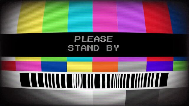 Classic Television Broadcast Interruption with Please Stand By Message Display