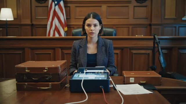 Polygraph test in a trial.
