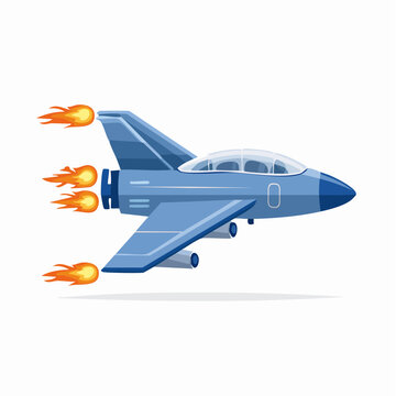 Blue Jet Fighter Aircraft with Flames