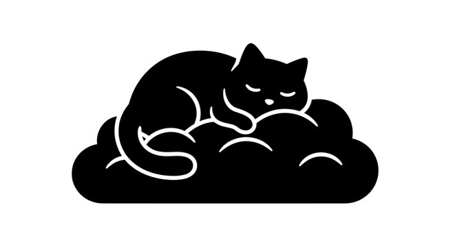 Black cat sleeping on cloud 2.
