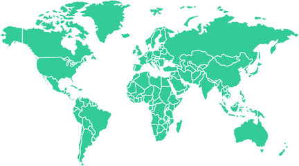 Obraz premium World Map Vector Flat Design Editable Template.