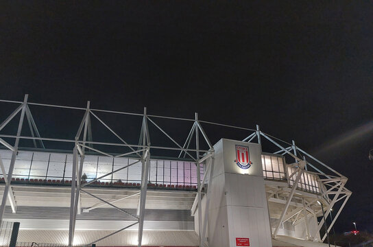 The Potters at Night: Illuminated External Structure of bet365 Stadium, Stoke