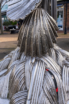 Flowing Steel: Detail of Saint Winefride&rsquo;s Spring Sculpture in Holywell, Wales