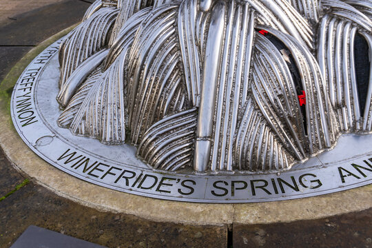 Flowing Steel: Detail of Saint Winefride&rsquo;s Spring Sculpture in Holywell, Wales