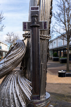 Flowing Steel: Detail of Saint Winefride&rsquo;s Spring Sculpture in Holywell, Wales