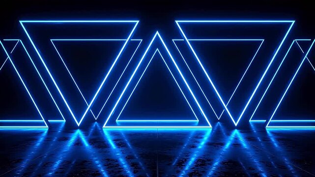 Blue neon triangle light patterns