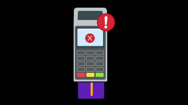 card payment failed transaction error pos machine declined payment alert animation