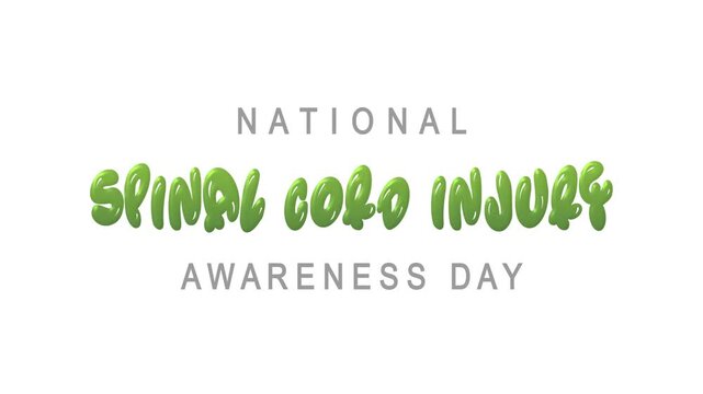 National spinal cord injury awareness day text animation. Suitable for social media campaigns, websites, educational materials.