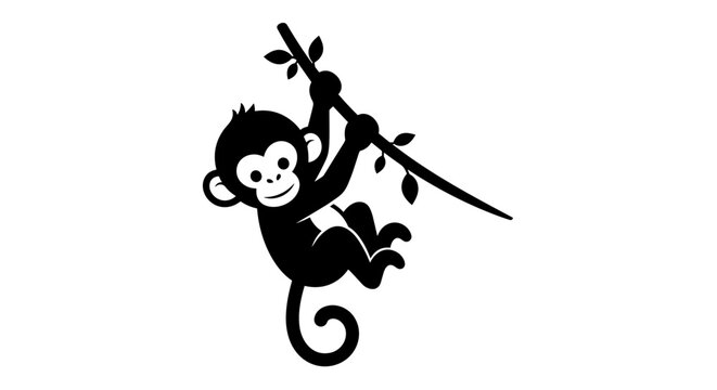 Monkey Hanging from a Branch 1.